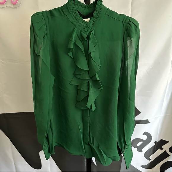 Divine Heritage 100% Silk Ruffle Front Blouse - Picture 5 of 8